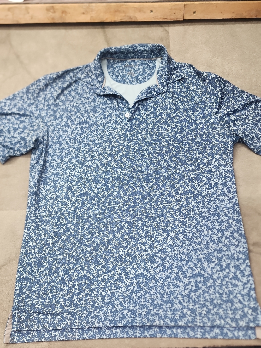 johnnie-O Blue and White Patterned Polo